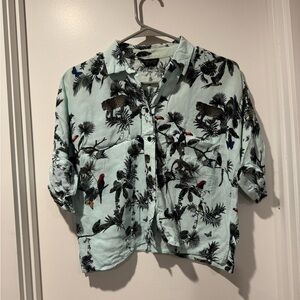 Topshop Tropical Print Button-Up Shirt